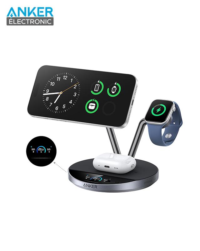 شارژر وایرلس 3 کاره انکر Anker Prime Wireless Charging Station 25W A25X7 — تصویر ۲