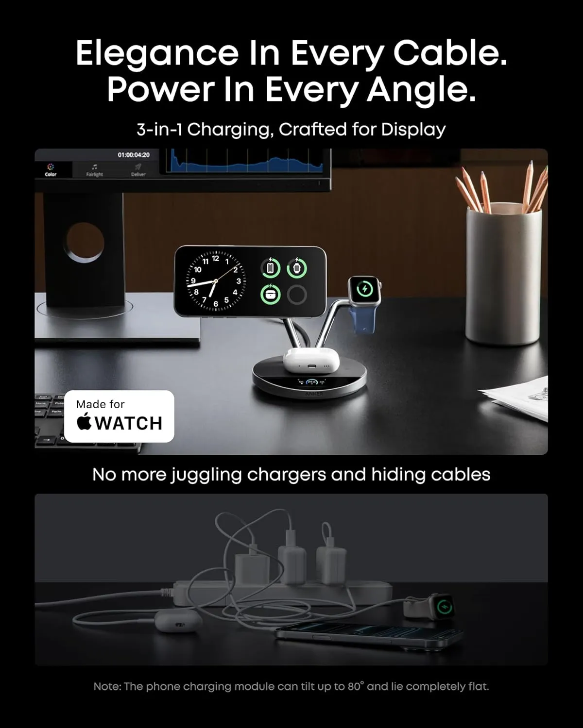 شارژر وایرلس 3 کاره انکر Anker Prime Wireless Charging Station 25W A25X7 — تصویر ۴