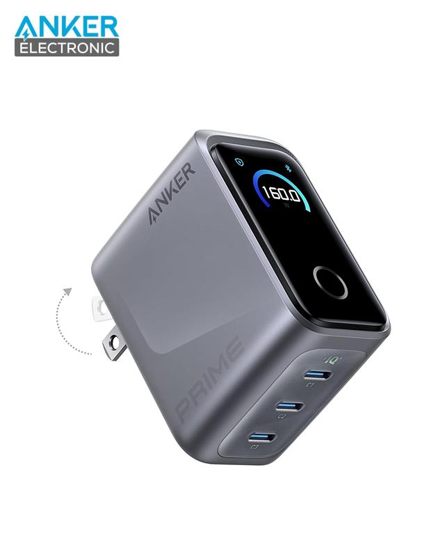 شارژر دیواری 160 وات انکر Anker Prime Charger 160W A2687 پلاگ دوپین تاشو