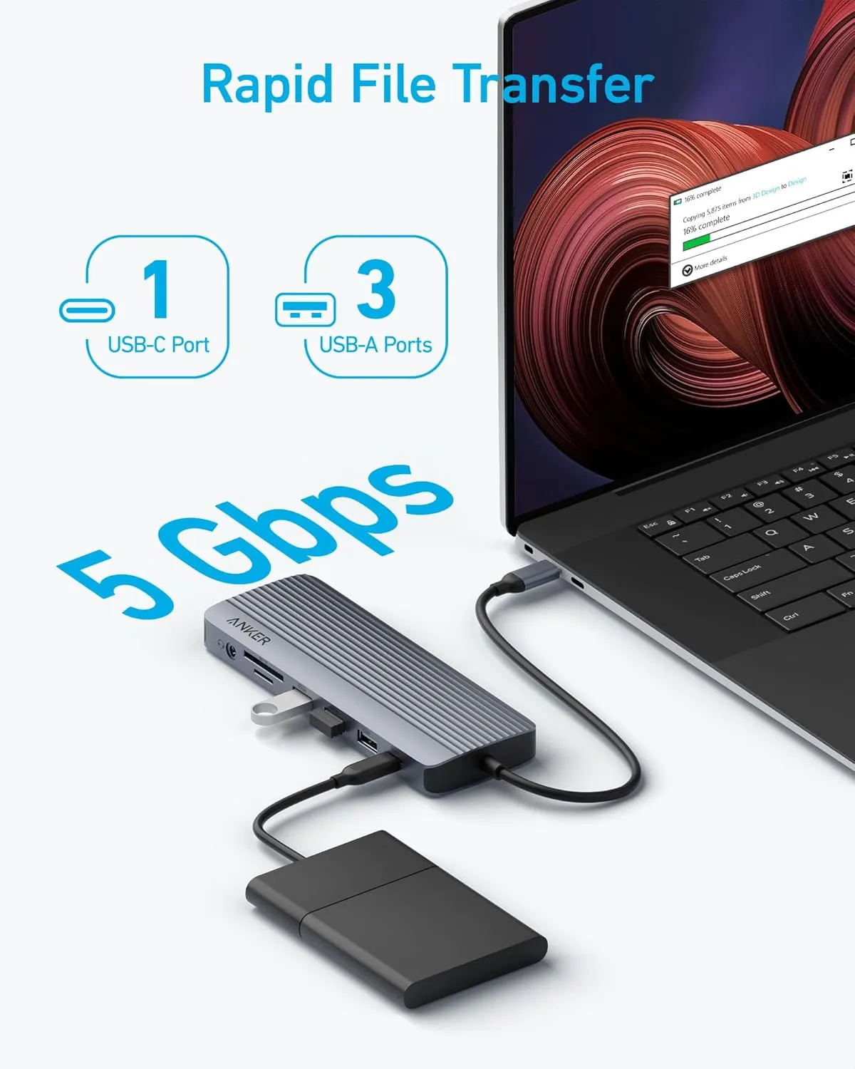 هاب 14 پورت انکر Anker Laptop Docking Station 14 in 1 A8389 — تصویر ۶