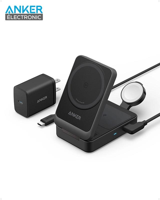 شارژر وایرلس سه‌کاره انکر Anker MagGo Wireless Charging Station Foldable 3-in-1 B2557