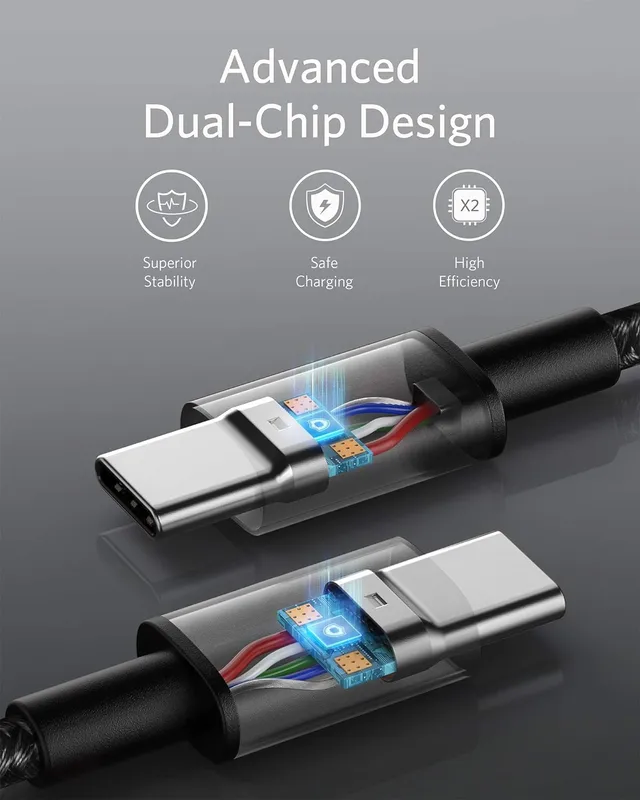 کابل 100 سانتی متر انکر Anker USB-C to USB-C 100W Cable A8756 ساخت ویتنام — تصویر ۷