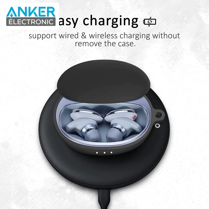 کیس محافظ سیلیکونی هدفون انکر مخصوص Anker Soundcore Liberty 3 Pro Silicon Case + آویز فلزی — تصویر ۴