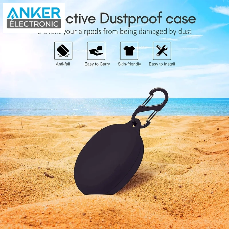 کیس محافظ سیلیکونی هدفون انکر مخصوص Anker Soundcore Liberty 3 Pro Silicon Case + آویز فلزی — تصویر ۶