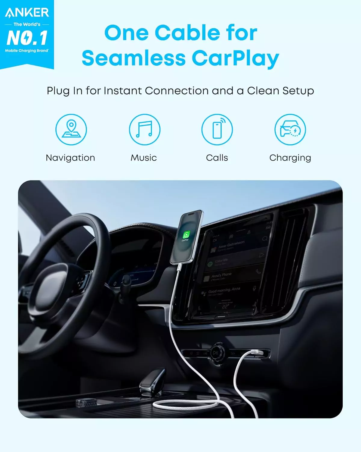 کابل 1.8 متر USB A به USB C انکر Anker USB-A to USB-C 1.8m Cable A8052 — تصویر ۵