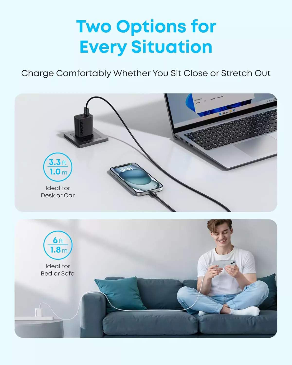 کابل 1.8 متر USB A به USB C انکر Anker USB-A to USB-C 1.8m Cable A8052 — تصویر ۶