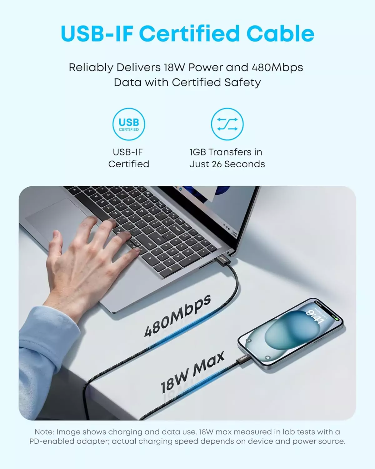 کابل 1.8 متر USB A به USB C انکر Anker USB-A to USB-C 1.8m Cable A8052 — تصویر ۸
