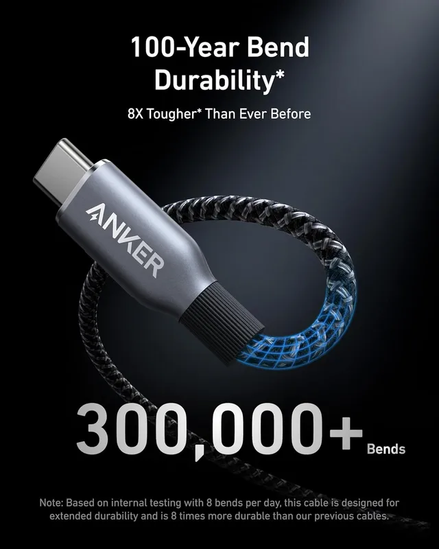 کابل شارژ 180 سانتی متر USB C به USB C انکر Anker Prime USB C to USB C Cable 240W A88E2612 — تصویر ۶