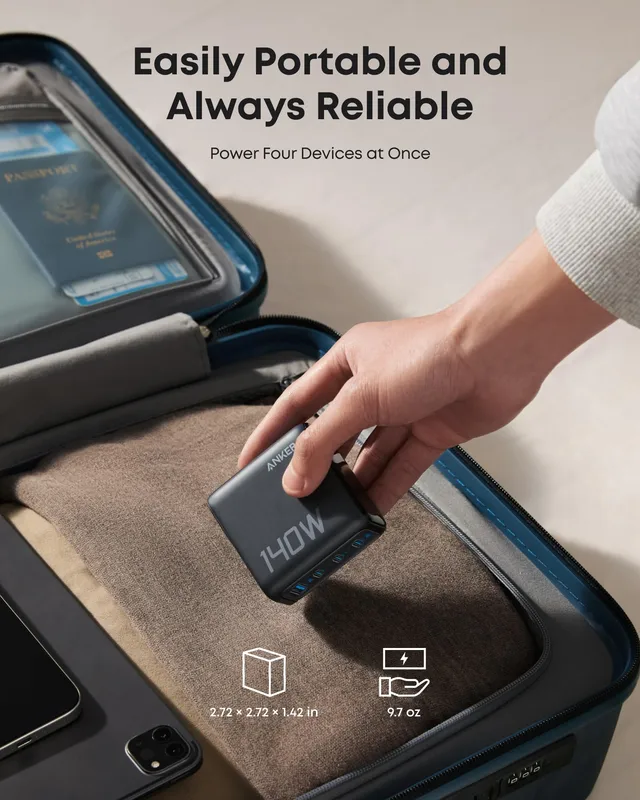 شارژر دیواری 140 وات انکر Anker Charger 140W with USB-C Cable B2697 EU نسخه گلوبال — تصویر ۷