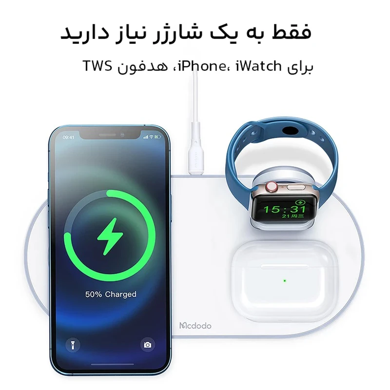 پد وایرلس شارژ 3 کاره مک دودو مدل 7060 — تصویر ۸