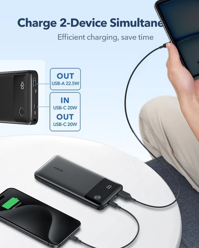 پاوربانک 10000 میلی آمپر انکر Anker Power Bank Powercore 10000mAh 22.5W A1388 جعبه باز — تصویر ۵