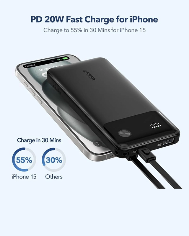 پاوربانک 10000 میلی آمپر انکر Anker Power Bank Powercore 10000mAh 22.5W A1388 جعبه باز — تصویر ۷