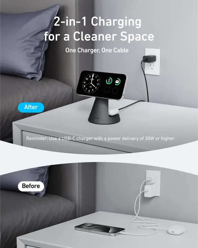 شارژر وایرلس 15 وات انکر Anker MagGo 2-in-1 Wireless Charger A25M7 — تصویر ۶