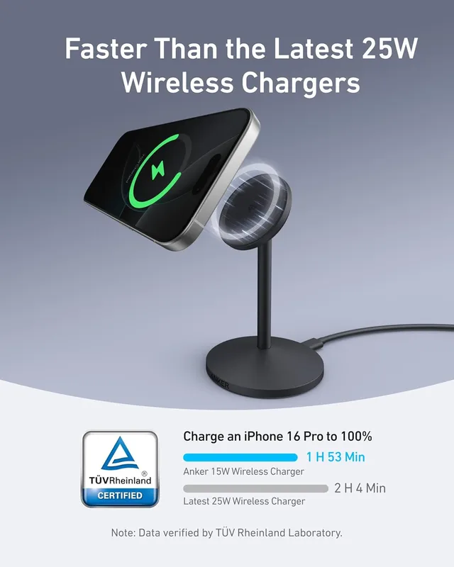 شارژر وایرلس 15 وات انکر Anker MagGo Wireless Charger (Stand) A25X1 — تصویر ۳