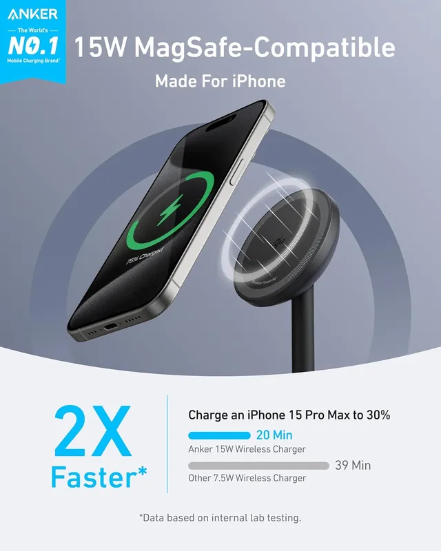 شارژر وایرلس 15 وات انکر Anker MagGo Wireless Charger (Stand) A25X1 — تصویر ۴
