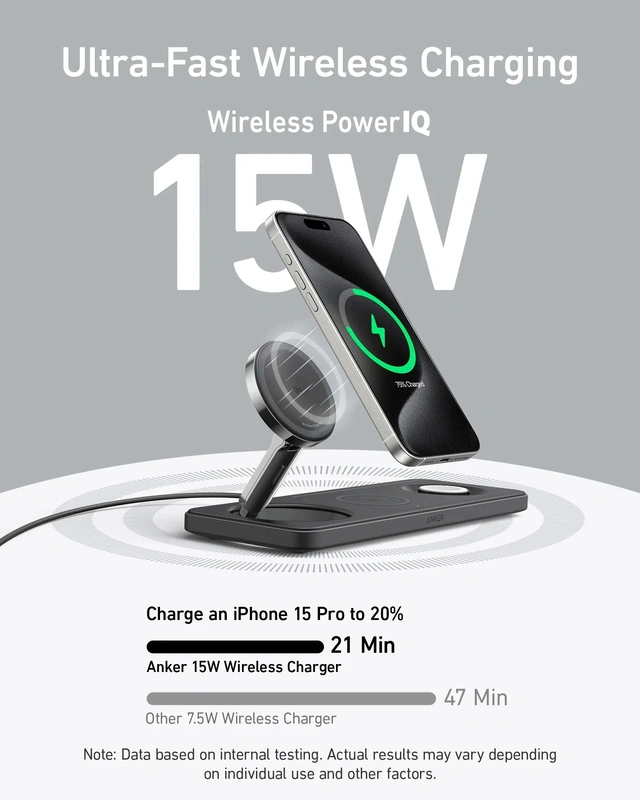 شارژر وایرلس 3 در 1 انکر Anker MagGo Wireless Charging Station 3 in 1 B25M1311 — تصویر ۴