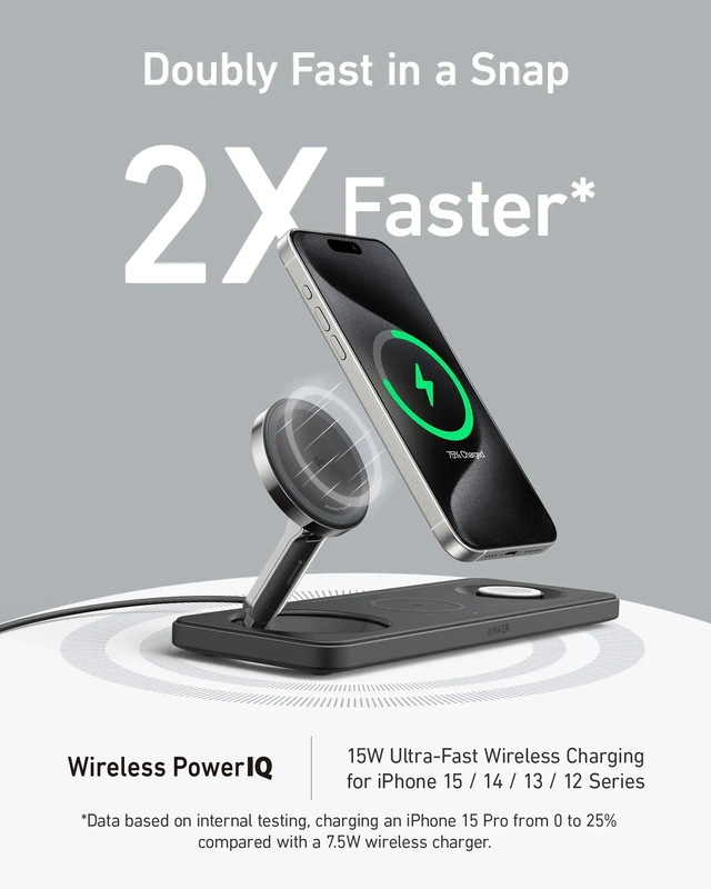 شارژر وایرلس 3 در 1 انکر Anker MagGo Wireless Charging Station 3 in 1 B25M1311 — تصویر ۵