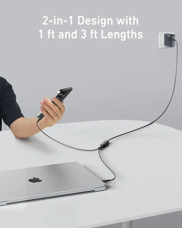 کابل 140 وات 2 در 1 انکر Anker 2-in-1 USB C to USB C Cable 140W A8895 — تصویر ۳