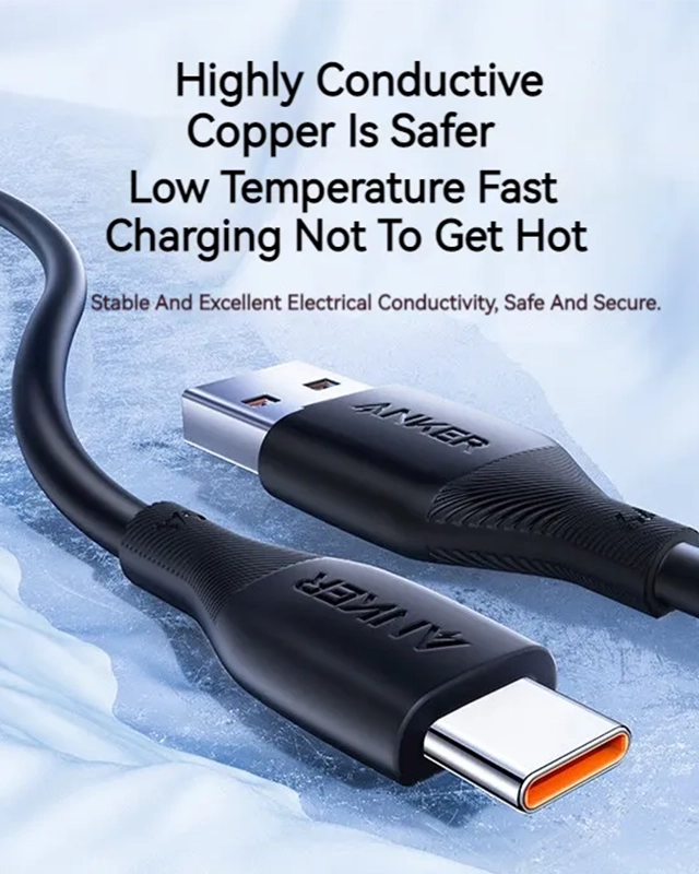 کابل 6 آمپر USB A به USB C انکر Anker USB-A to USB-C 6A Cable A8001 — تصویر ۵