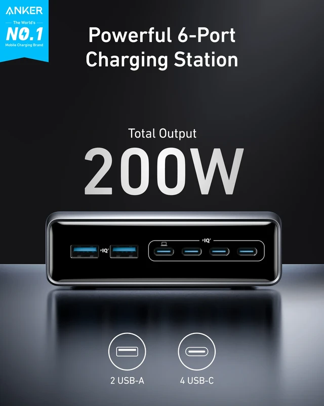 شارژر رومیزی 200 وات انکر Anker Prime Charger 200W A2683 — تصویر ۳