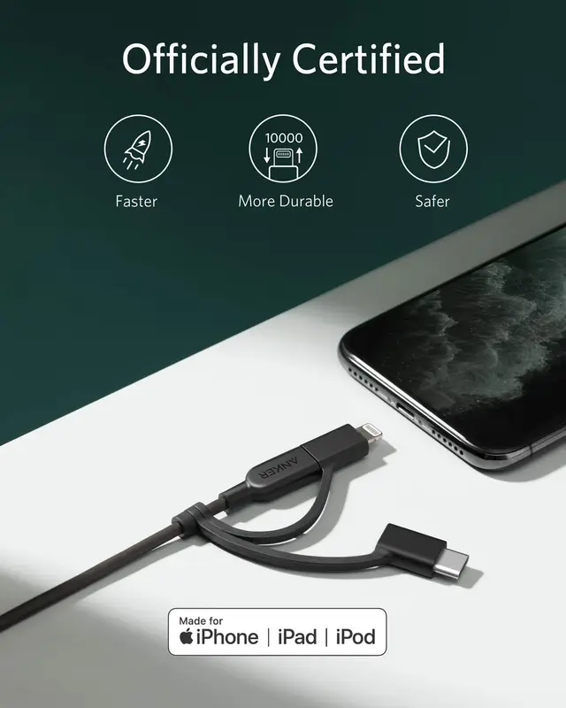 کابل شارژ 3 در 1 انکر Anker PowerLine II 3-in-1 Cable A8436 — تصویر ۶