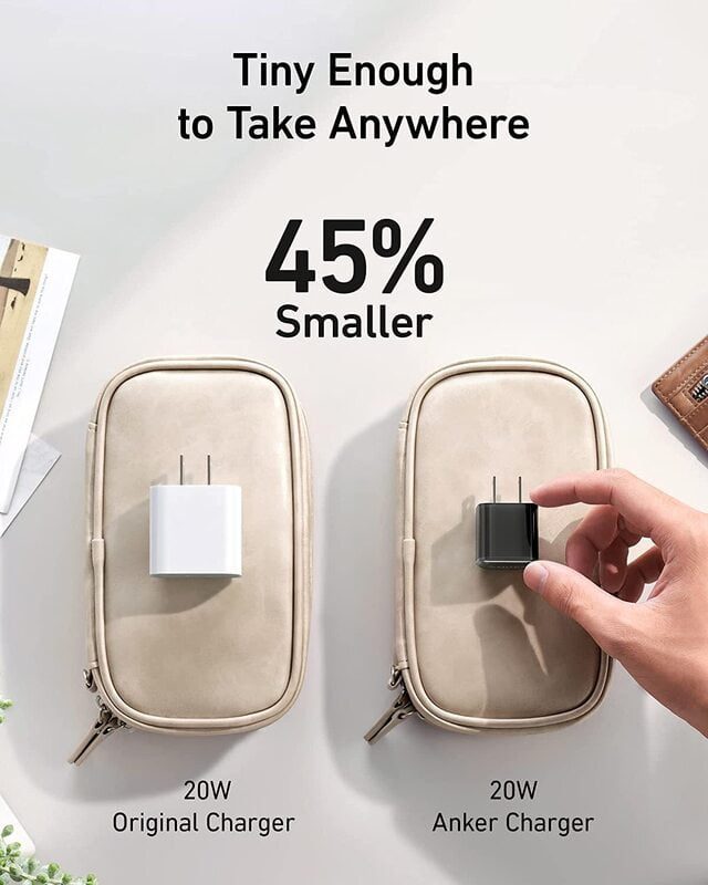 شارژر دیواری 20 وات انکر Anker 511 Charger Nano Pro A2637 US + مبدل پریز (هدیه) — تصویر ۵