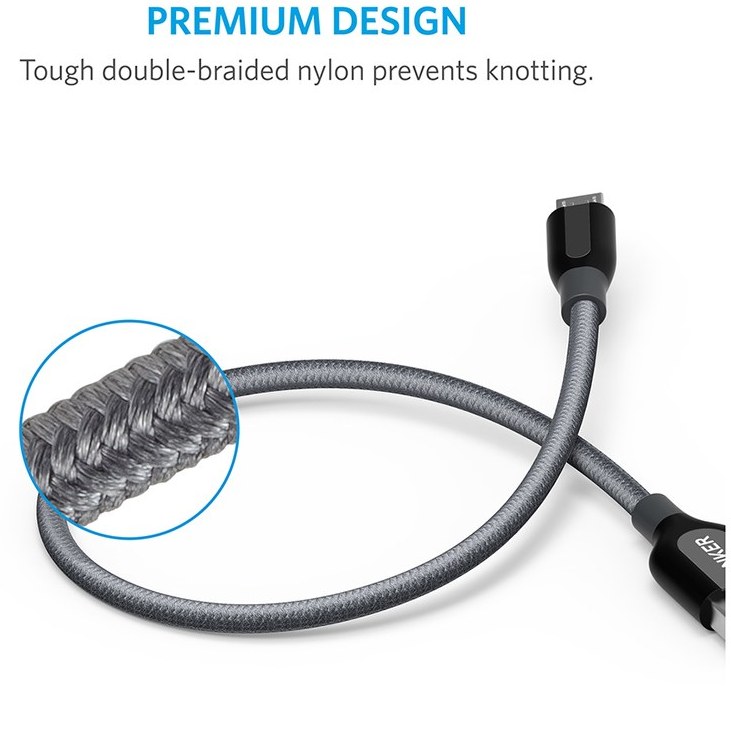 کابل شارژ USB به میکرو USB انکر 30 سانتی متری مدل Anker A8141 — تصویر ۳