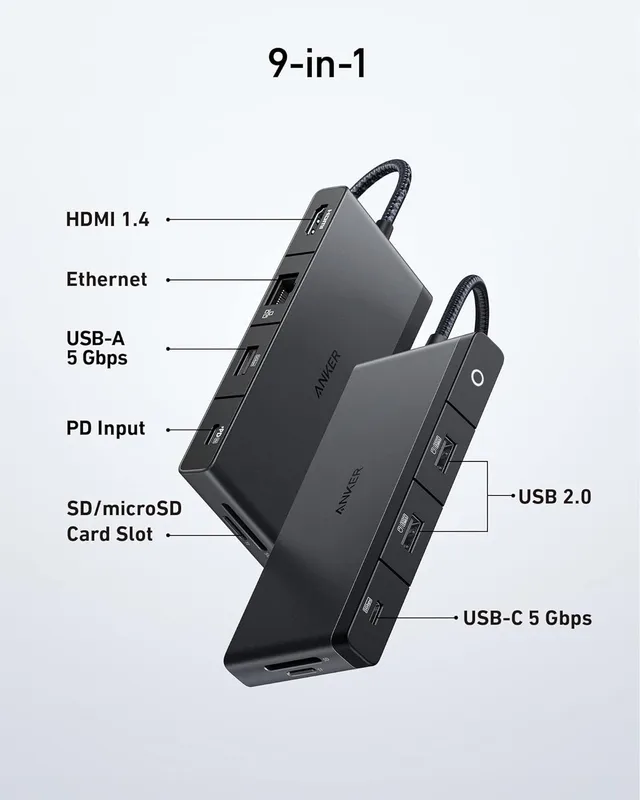 هاب دیتا 9 پورت انکر Anker 552 USB-C Hub 9-in-1 A8373 — تصویر ۳