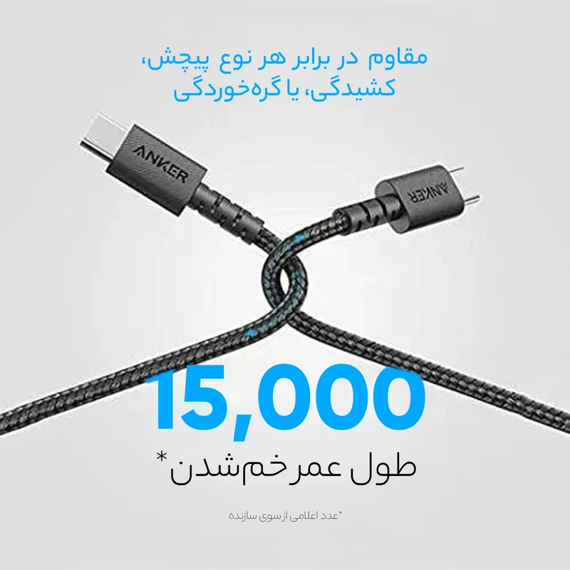 کابل شارژ دو سر تایپ سی انکر 0.9 متر مدل Anker A8032 — تصویر ۴