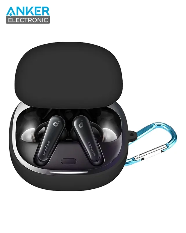 کیس محافظ سیلیکونی هدفون انکر مخصوص Anker Soundcore Liberty 4 Silicon Case + آویز فلزی — تصویر ۲