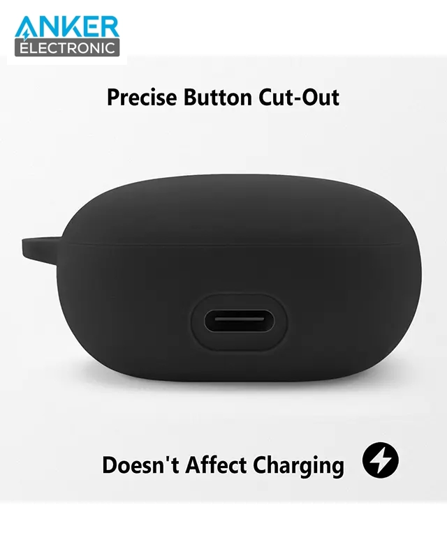 کیس محافظ سیلیکونی هدفون انکر مخصوص Anker Soundcore Liberty 4 Silicon Case + آویز فلزی — تصویر ۵
