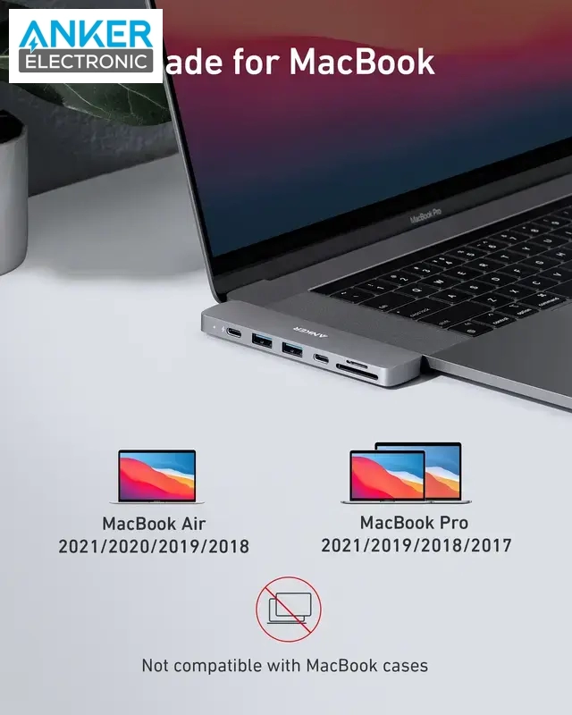 هاب دیتا تاندربولت 7 پورت انکر Anker 547 Thunderbolt 3 USB-C Hub 7-in-2 for MacBook A8371 — تصویر ۷