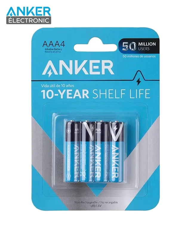 باتری نیم قلمی 1.5 ولت انکر Anker Batteries Alkaline AAA 4-pack B1820H12
