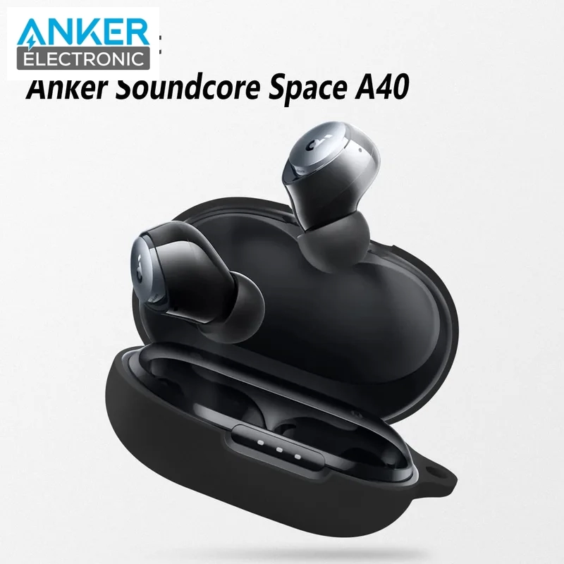 کیس محافظ سیلیکونی هدفون انکر مخصوص Anker Soundcore Space A40 Silicon Case + آویز فلزی — تصویر ۴