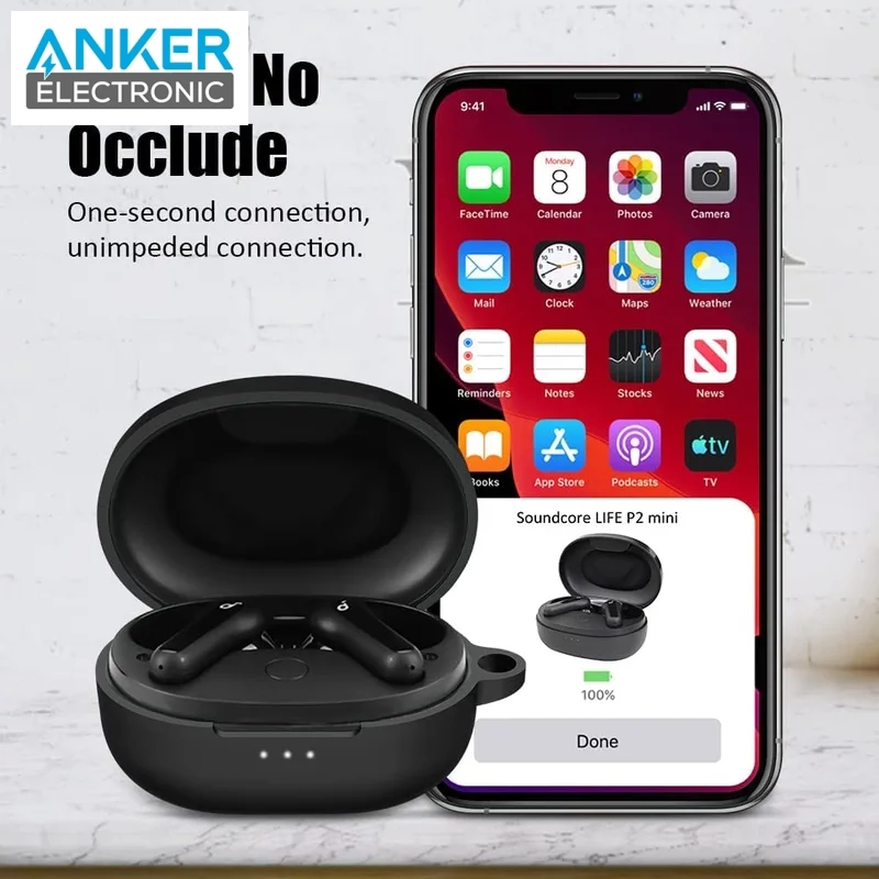 کیس محافظ سیلیکونی هدفون انکر مخصوص Anker Soundcore Life P2 Mini Silicon Case + آویز فلزی — تصویر ۴