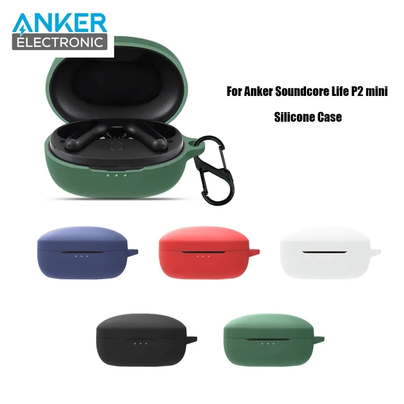 کیس محافظ سیلیکونی هدفون انکر مخصوص Anker Soundcore Life P2 Mini Silicon Case + آویز فلزی — تصویر ۶