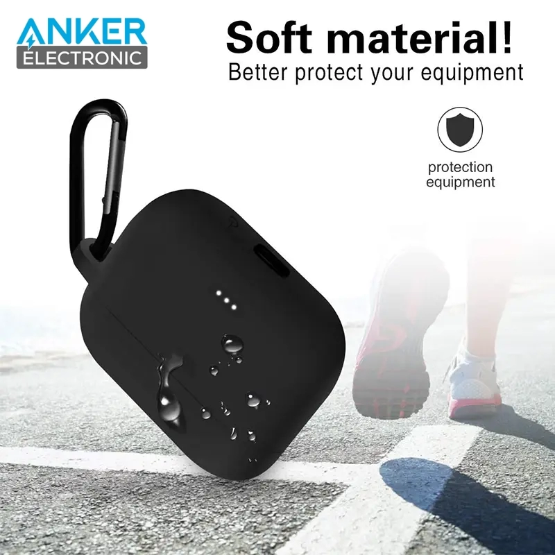 کیس محافظ سیلیکونی هدفون انکر مخصوص Anker Soundcore Liberty Air 2 Silicon Case + آویز فلزی — تصویر ۳
