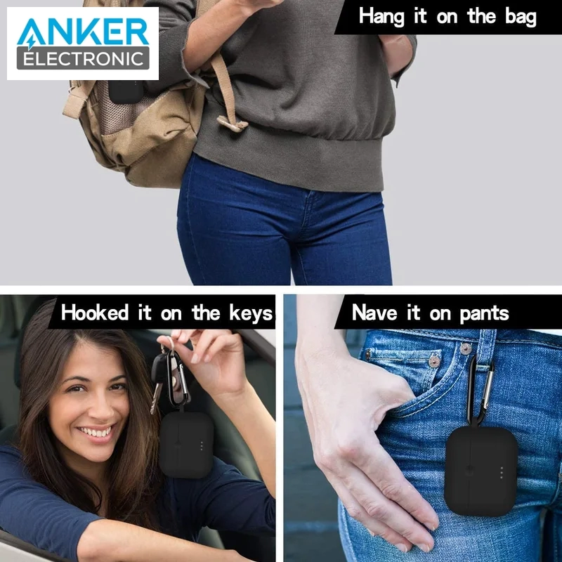 کیس محافظ سیلیکونی هدفون انکر مخصوص Anker Soundcore Liberty Air 2 Silicon Case + آویز فلزی — تصویر ۵