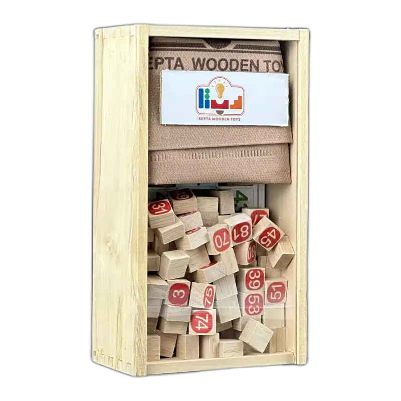 بازی فکری دبرنا چوبی (Wooden Daberna) | جعبه کشویی تمام چوب – سپتا — تصویر ۶