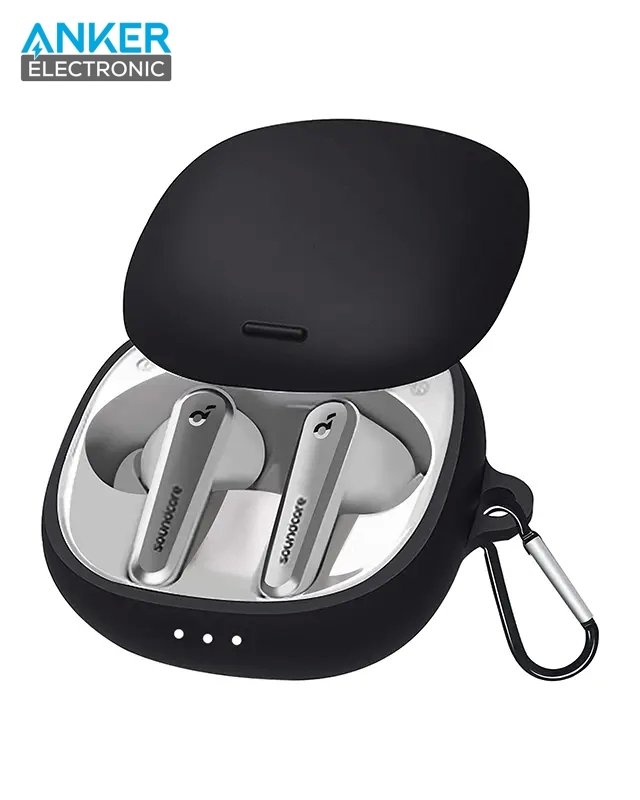 کیس محافظ سیلیکونی هدفون انکر مخصوص Anker Soundcore Liberty air 2 pro Silicon Case + آویز فلزی — تصویر ۲