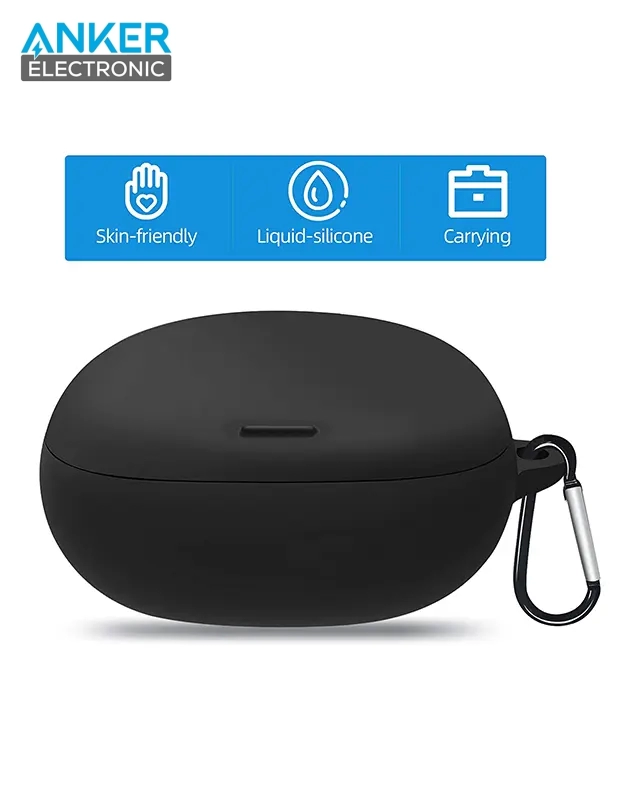 کیس محافظ سیلیکونی هدفون انکر مخصوص Anker Soundcore Liberty air 2 pro Silicon Case + آویز فلزی — تصویر ۴
