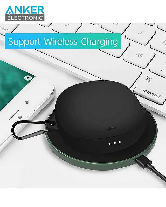 کیس محافظ سیلیکونی هدفون انکر مخصوص Anker Soundcore Liberty air 2 pro Silicon Case + آویز فلزی — تصویر ۵