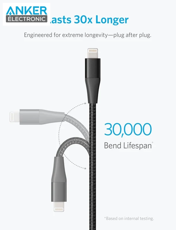 کابل USB-A به لایتنینگ انکر ANKER Powerline plus II 180cm A8453 — تصویر ۷