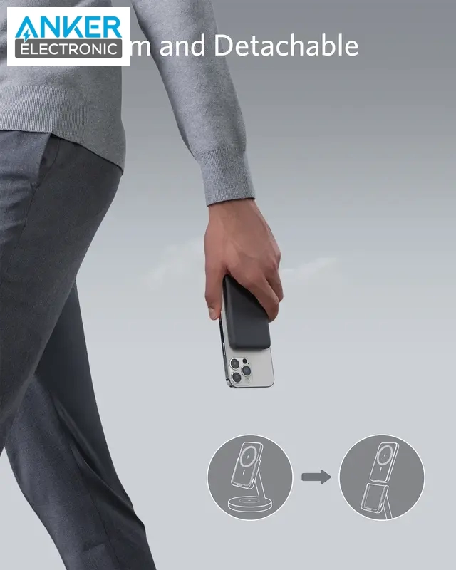 استند و پاوربانک وایرلس 5 وات انکر Anker 633 Magnetic Wireless Charger MagGo B25A72 — تصویر ۵