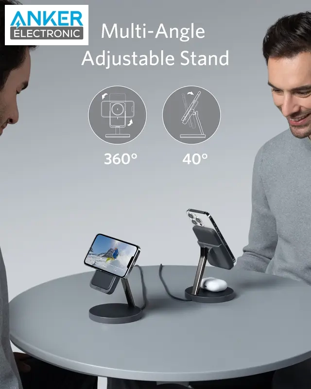 استند و پاوربانک وایرلس 5 وات انکر Anker 633 Magnetic Wireless Charger MagGo B25A72 — تصویر ۶