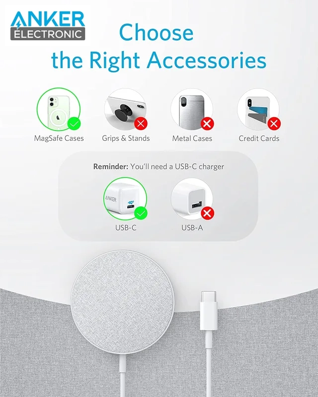 شارژر وایرلس مگ سیف انکر Anker PowerWave Select+ Magnetic Pad A2566 — تصویر ۵