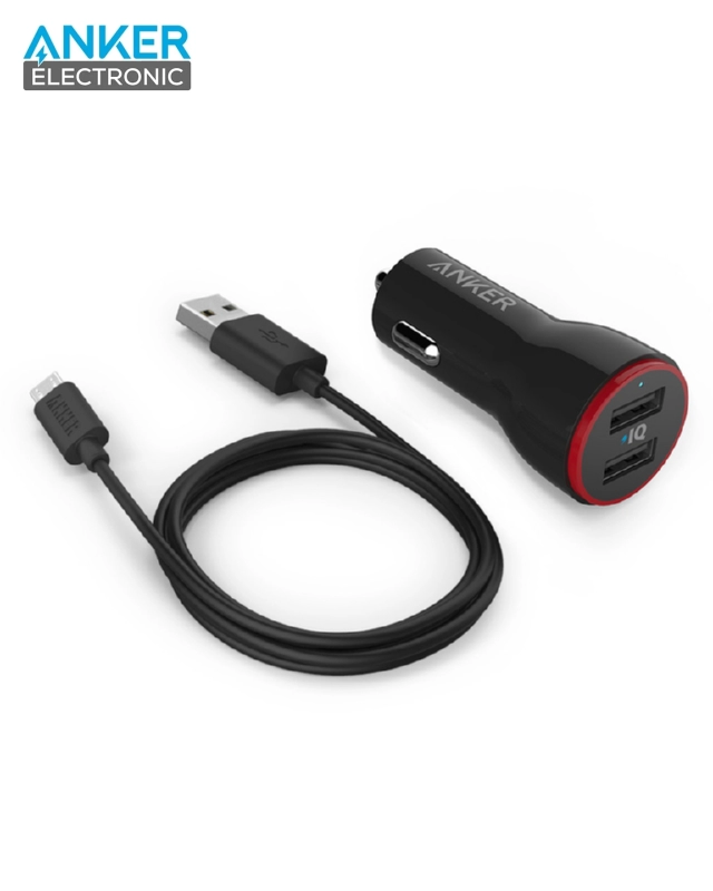 شارژر فندکی 24 وات انکر anker 24w dual usb car charger powerdrive 2 b2310