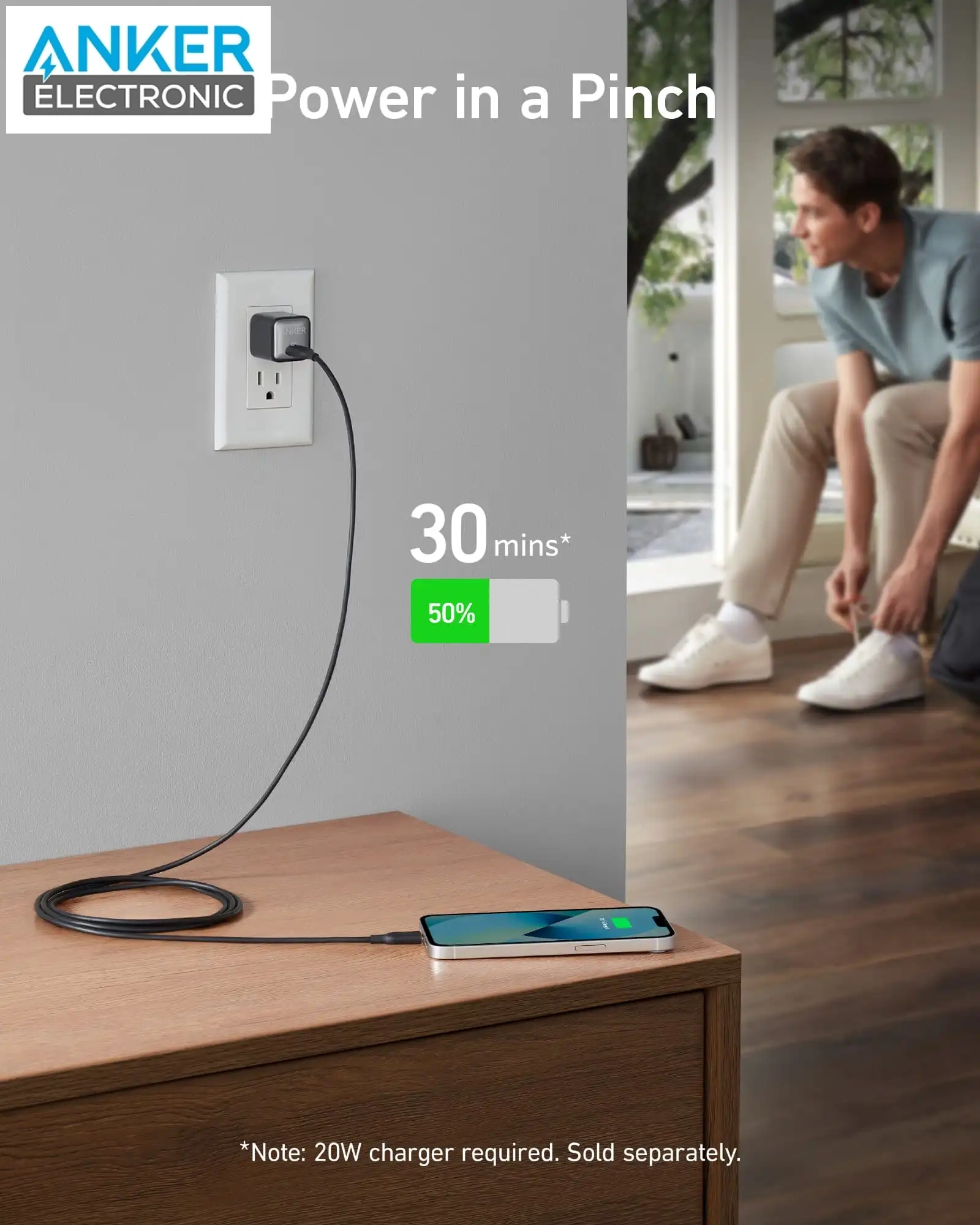 کابل 30 سانتی USB C به لایتنینگ انکر Anker USB-C to Lightning Cable A8831 — تصویر ۴