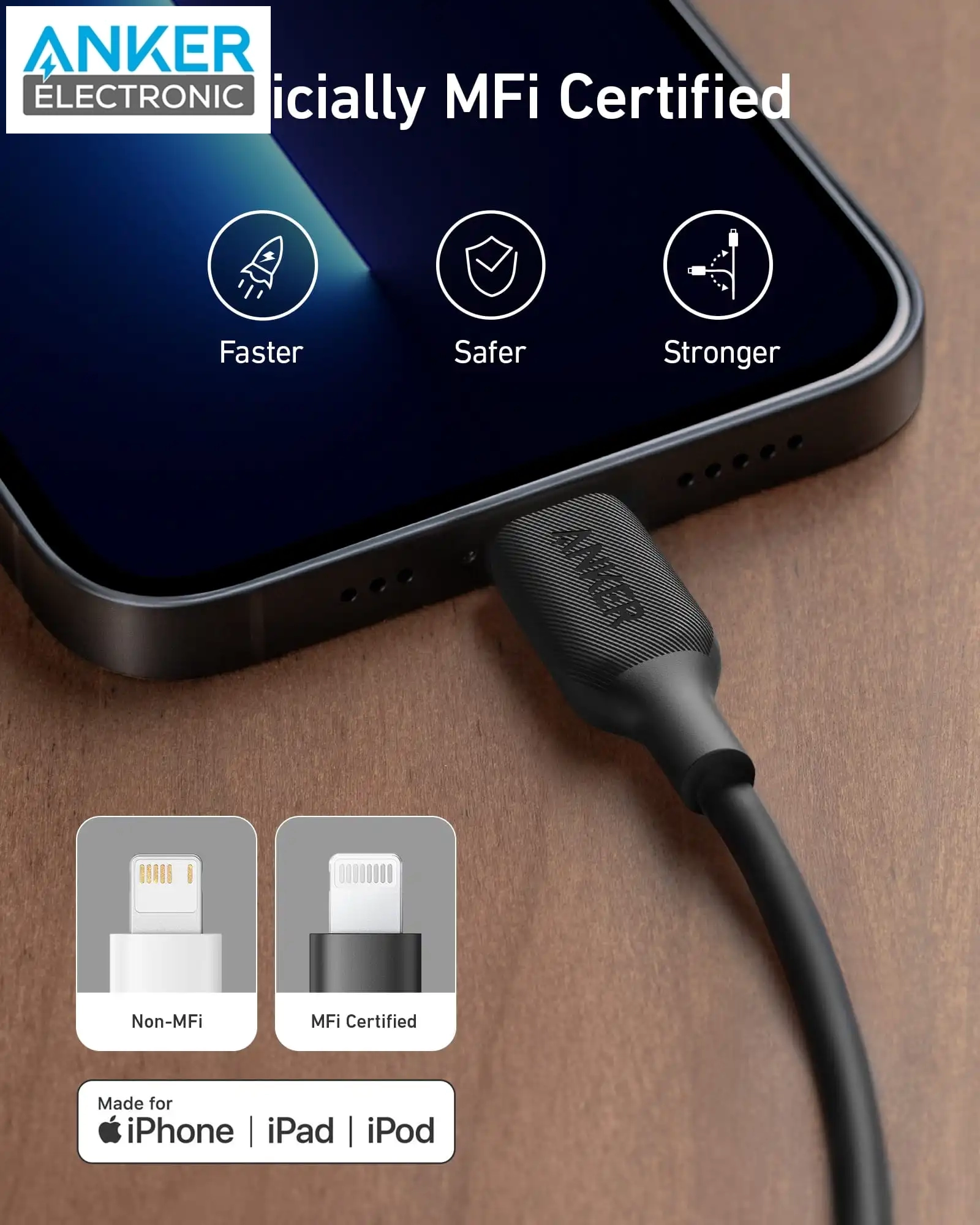کابل 30 سانتی USB C به لایتنینگ انکر Anker USB-C to Lightning Cable A8831 — تصویر ۶