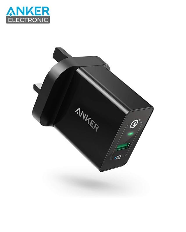 شارژر دیواری 18 وات انکر Anker Powerport+ 18W A2013 + مبدل پریز (هدیه)